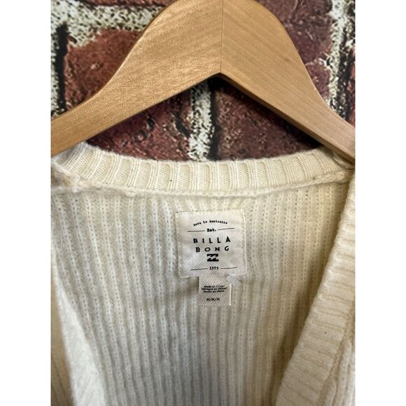 Billabong Womens Ivory Ribbed Open Front Cardigan Sweatshirt Size Medium - Picture 3 of 3